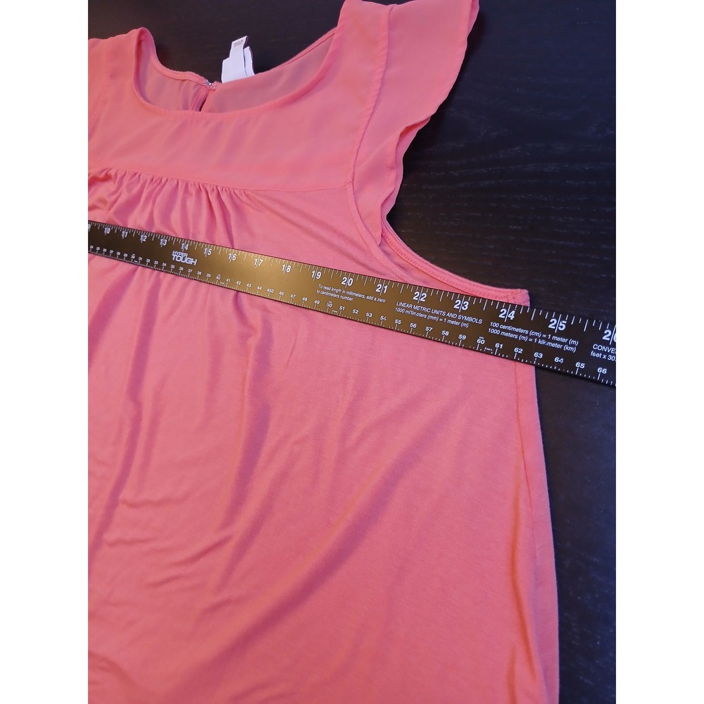 Merona Womens XXL Coral Pink Sleeveless Babydoll Top Sheer Yoke Pleated Blouse - Picture 5 of 7